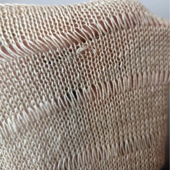 Lord & Taylor 100% Linen Beige Open Front Knit Cardigan Women Large - Picture 10 of 10